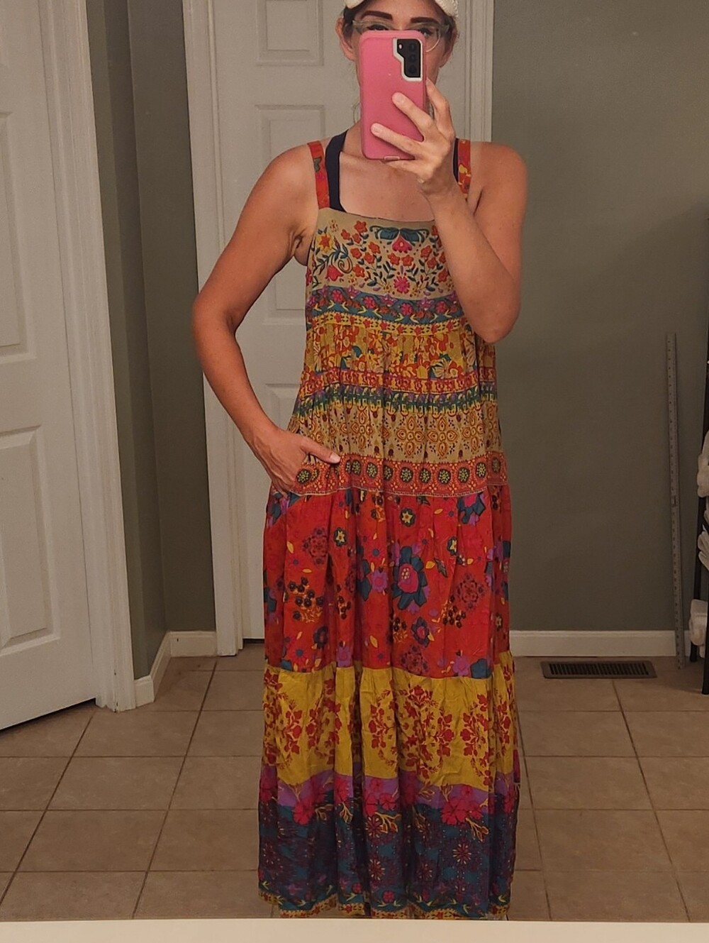 Natural Life Strappy Maxi Dress Size Xs Adjustable Straps Colorful Fun - Picture 9 of 13